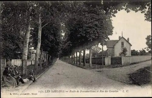 Ak Les Sablons Seine et Marne, Route de Fontainebleau, Rue des Griottes