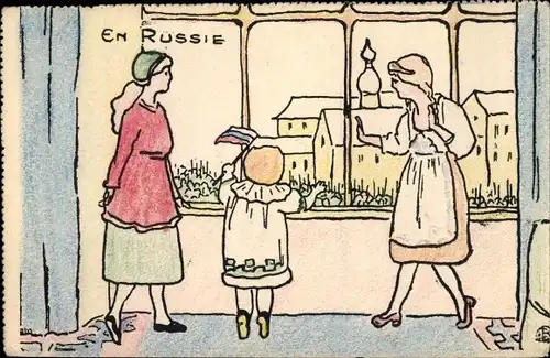 Ak Russland, En Russie, Frauen am Fenster
