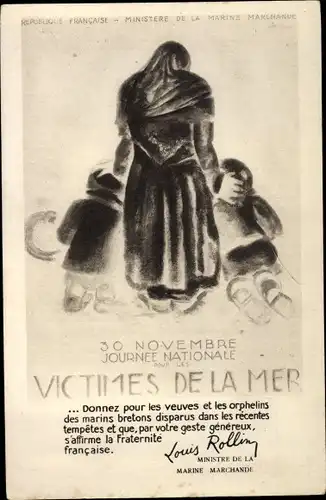 Künstler Ak Victimes de la Mer, Republique Francaise, Ministere de la Marine Marchande, Rolling