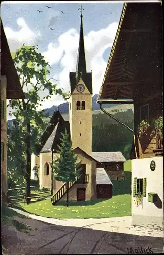 Künstler Ak Mailick, Kirche, Ortspartie