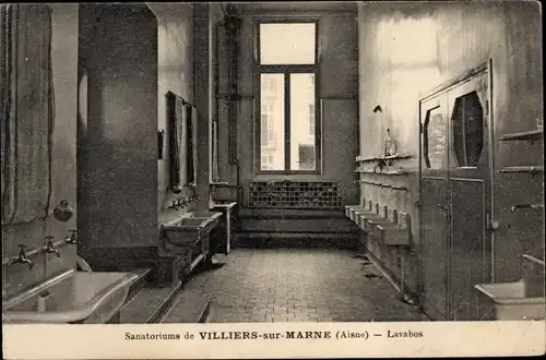 Ak Villiers sur Marne Val de Marne, Sanatorium, Lavabos