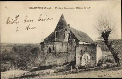 Ak Ville Savoye Aisne, Vestiges d'un ancien Chateau ecroule