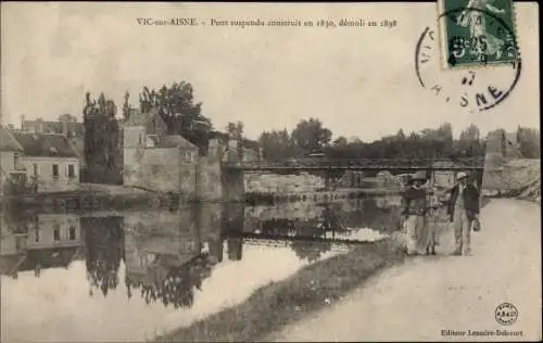 Ak Vic sur Aisne, Pont suspendu