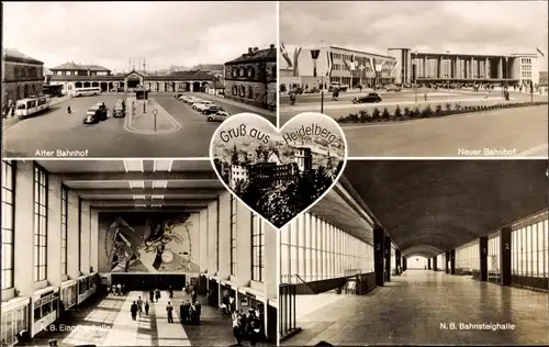 Ak Heidelberg am Neckar, Neuer Bahnhof, Alter Bahnhof