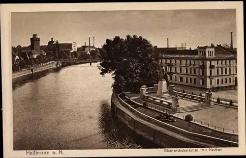 Ak Heilbronn in Baden Württemberg, Bismarckdenkmal am Neckar