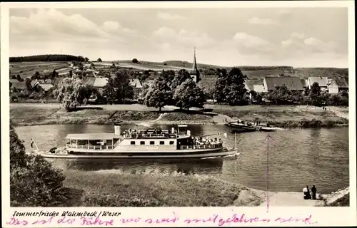 Ak Wahmbeck Bodenfelde an der Weser, Dampferpartie