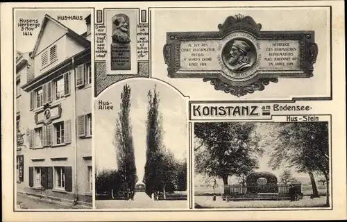 Ak Konstanz am Bodensee, Husens Herberge, Hus Haus, Hus Allee, Hus Stein