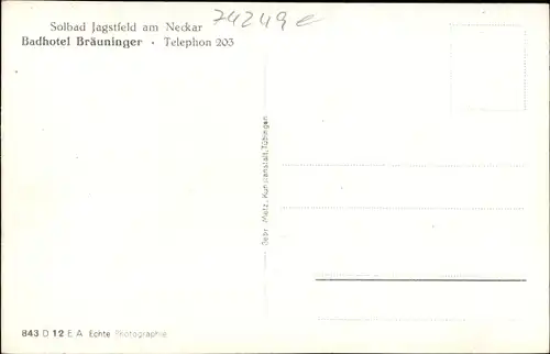 Ak Jagstfeld Bad Friedrichshall Baden Württemberg, Badhotel Bräuninger