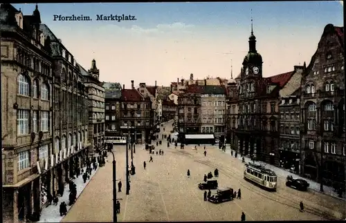 Ak Pforzheim im Schwarzwald, Marktplatz