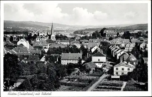 Ak Hüsten Arnsberg im Sauerland, Ortsübersicht mit Ruhrtal
