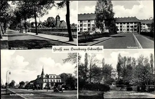 Ak Hamburg Eimsbüttel Schnelsen, Kriegerdankweg, Ehrenmal, Straßenpartien