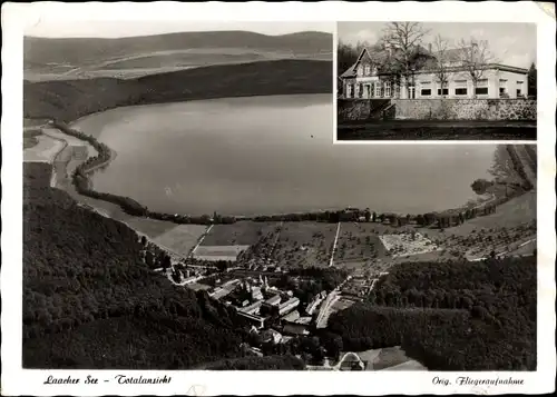 Ak Burgbrohl Rheinland Pfalz, Hotel Waldfrieden, Laacher See, Fliegeraufnahme