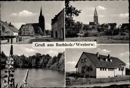 Ak Buchholz Westerwald, Kirche, Seepartie, Haus