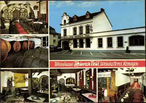 Ak Remagen am Rhein, Weinhaus Heinrich Thul, Fässer, Kegelbahn