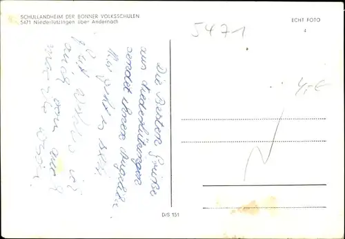 Ak Niederlützingen Brohl Lützing in der Eifel, Schullandheim