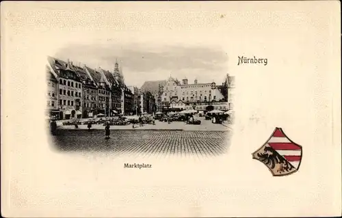 Ak Nürnberg in Mittelfranken, Marktplatz, Wappen