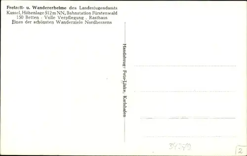 Ak Kassel in Hessen, Jugendlager auf dem Dörnberg