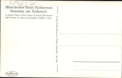 Ak Konstanz am Bodensee, Hotel Barbarossa