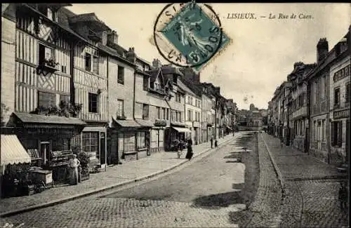 Ak Lisieux Calvados, La Rue de Caen