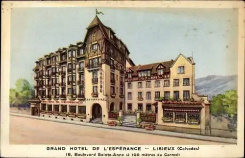 Ak Lisieux Calvados, Grand Hôtel de l'Espérance, 16 Boulevard Sainte Anne