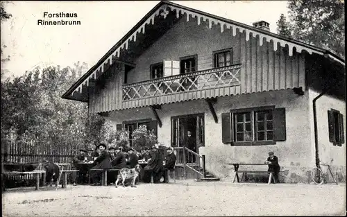 Ak Rinnenbrunn Neuhaus an der Pegnitz im Nürnberger Land Bayern, Partie am Forsthaus, Förster