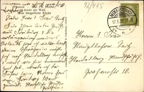 Ak Neckarsteinach in Hessen, Pension