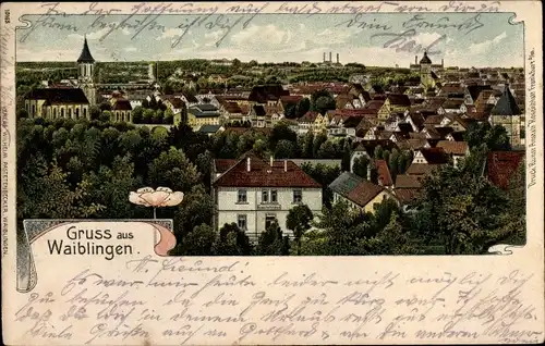 Litho Waiblingen im Rems Murr Kreis, Gesamtansicht