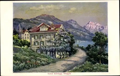 Künstler Ak Weggis Kanton Luzern, Hotel Bühlegg