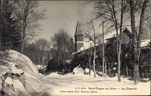 Ak Saint Cergue Kanton Waadt, La Chapelle en Hiver