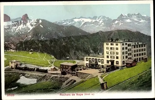 Ak Rochers de Naye Kanton Waadt, Blick zum Grand Hotel, Bahnhof