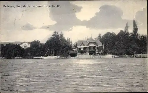 Ak Bellevue Kanton Waadt, Port de la baronne de Rotschild