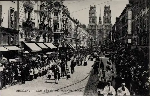 Ak Orléans Loiret, Les Fetes de Jeanne d'Arc, Prozession, Kathedrale