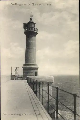 Ak Zeebrugge Westflandern, Le Phare de la Jetee