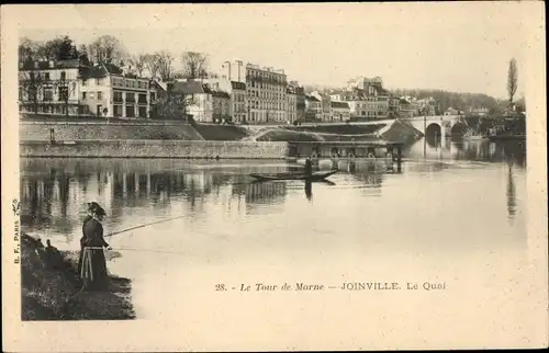 Ak Joinville Val de Marne, Le Tour de Marne, Le Quai