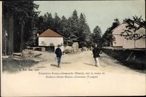 Ak Senones Sens Lothringen Vosges, Col du Hantz, Frontiere franco-allemande