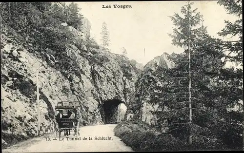 Ak La Schlucht Vosges, Le Tunnel, Kutsche