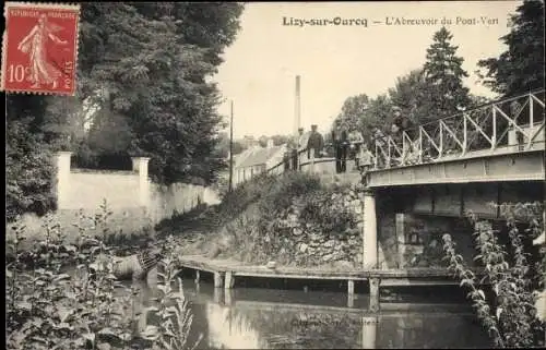Ak Lizy sur Ourcq Seine et Marne, L'Abreuvoir du Pont Vert