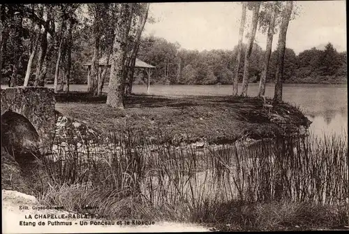 Ak La Chapelle Rablais Seine et Marne, Etang de Puthmus, Un Ponceau, Le Kiosque