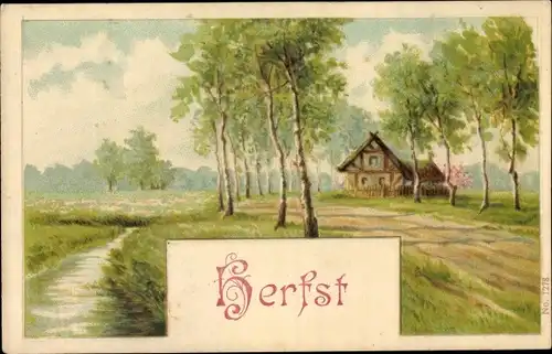 Litho Allegorie Herbst, Landschaft
