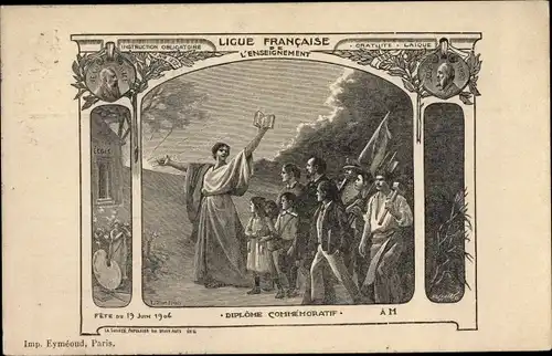 Ak Ligue Francaise de l'Enseignement, Diplome Commemoratif, Fete 1904