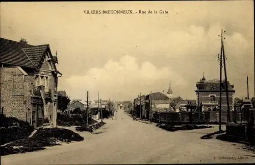 Ak Villers Bretonneux Somme, Rue de la Gare