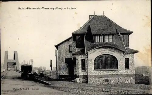 Ak Saint Pierre du Vauvray Eure, La Poste