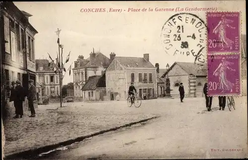 Ak Conches Eure, Place de la Garenne, Gendarmerie