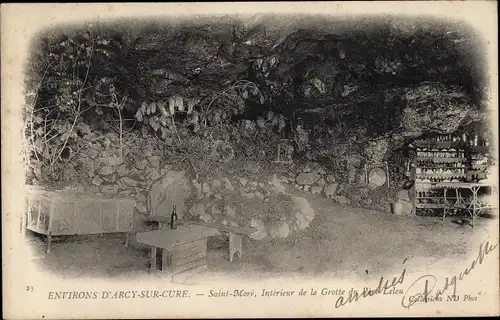 Ak Saint Moré Yonne, Interieur de la Grotte du Pere Leleu