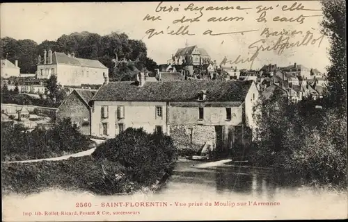 Ak Saint Florentin Yonne, Vue prise du Moulin sur l'Armance