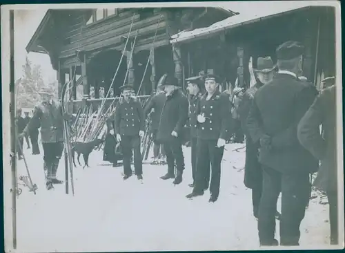 Foto Matrosen des Kriegsschiffes SMS Berlin, Norwegenfahrt 1910, Kaiserliche Marine, Ski, Winter