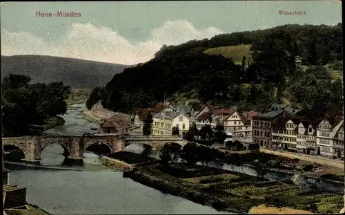 Ak Hann Münden in Niedersachsen, Weserblick, Brücke