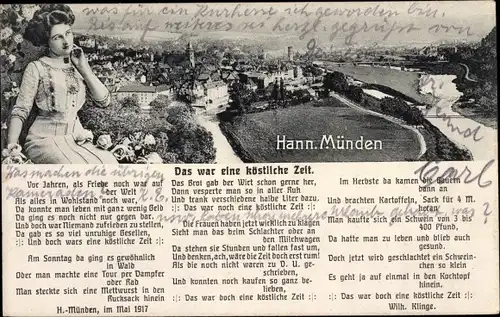 Lied, Ak Hann. Münden, Es war eine köstliche Zeit, Frau, Totale