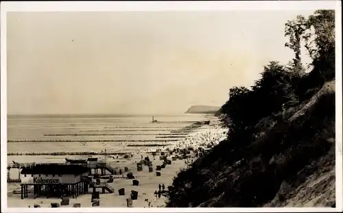 Foto Ak Ostseebad Kölpinsee auf Usedom, Blick vom Hochufer zum Strand