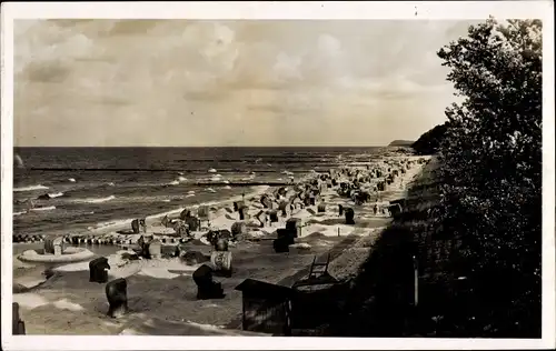 Foto Ak Ostseebad Kölpinsee auf Usedom, Blick vom Hochufer zum Strand